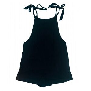 Black Overall Romper with Tie Straps